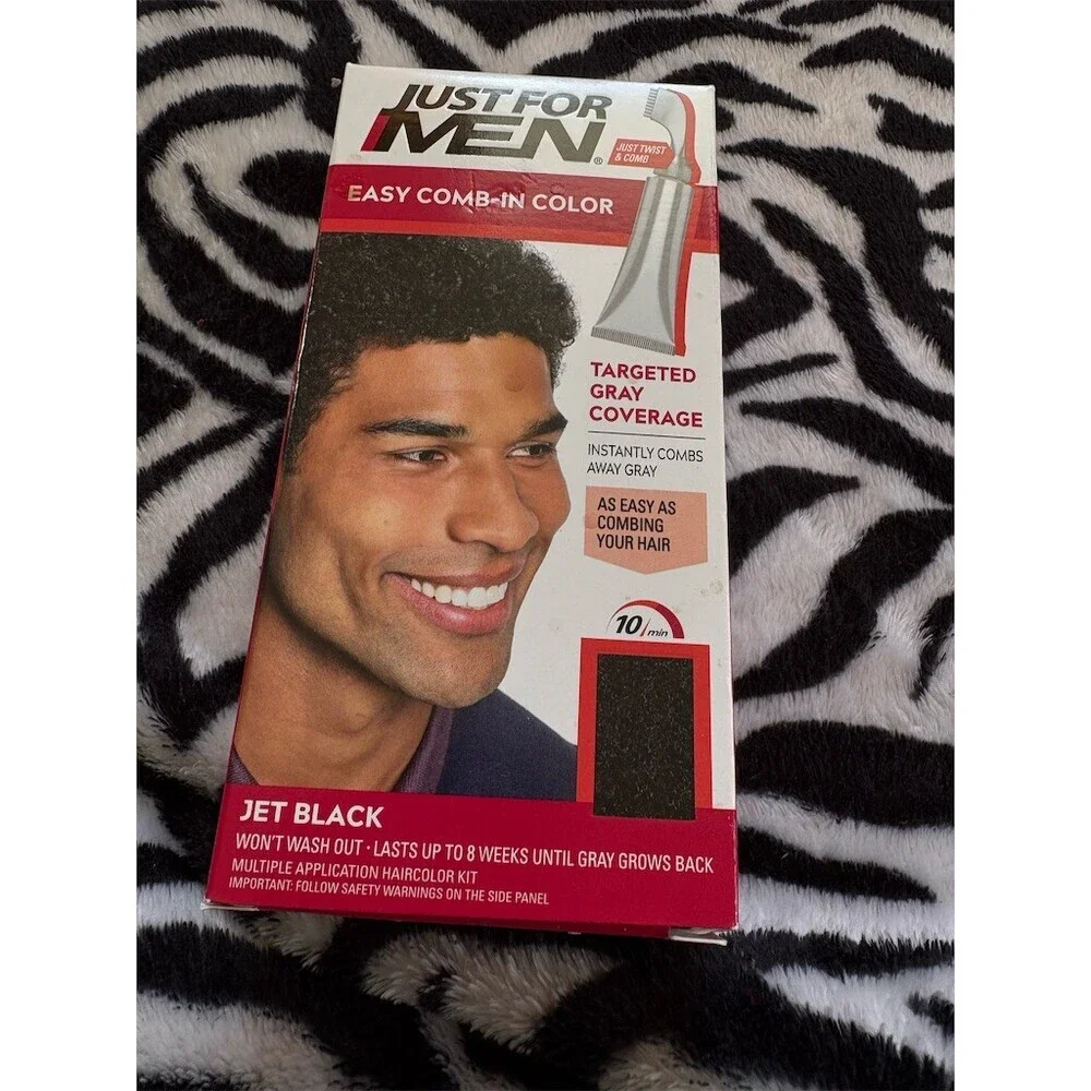 Just For Men Easy Comb-In Color Hair Dye Kit Jet Black 10 Minute Gray